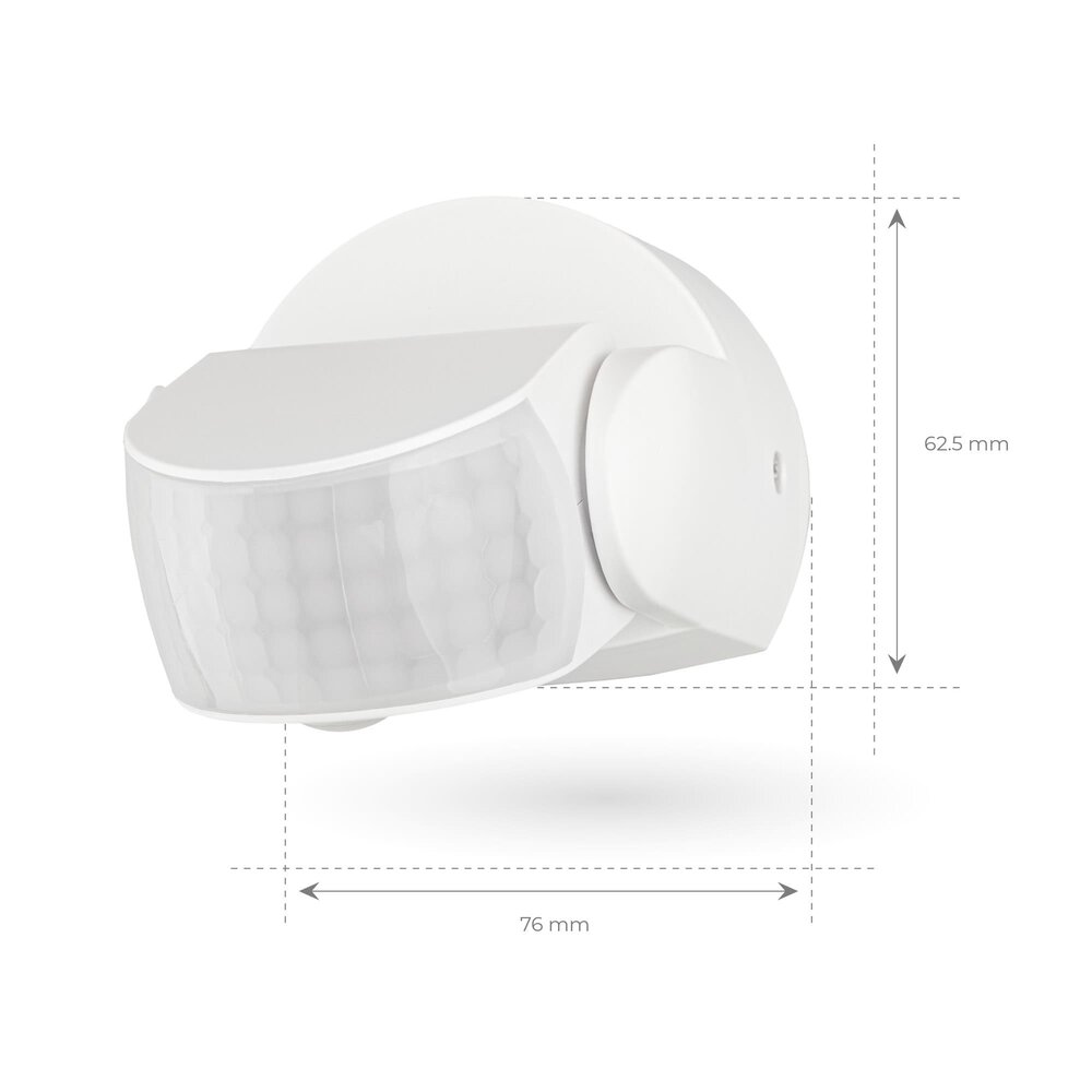 Ledvion Sensor de movimiento de Suferficie Blanco 180° Con Interruptor Crepuscular Alcance de 12M Max 600W IP65