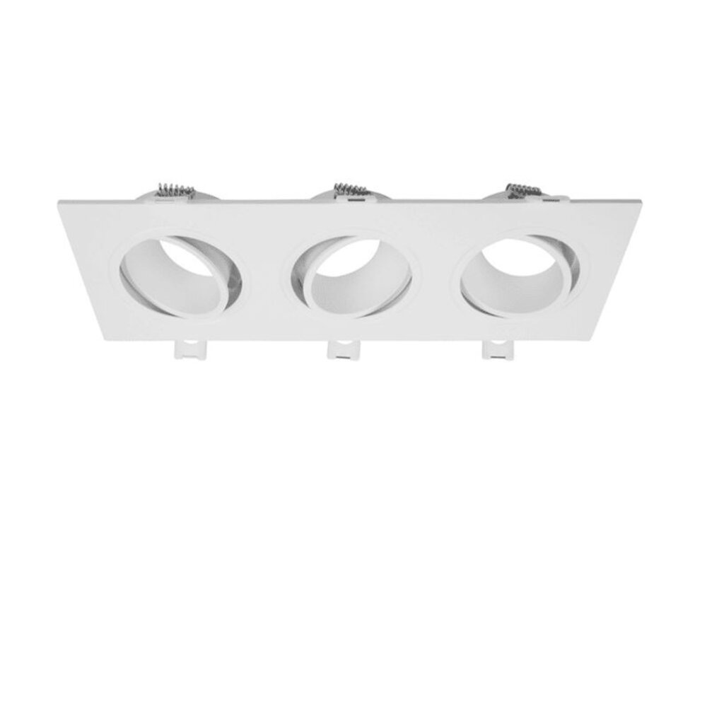 Lámparasonline Foco empotrable triple GU10 Rectángulo - Casquillo GU10 - Blanco - 215mm