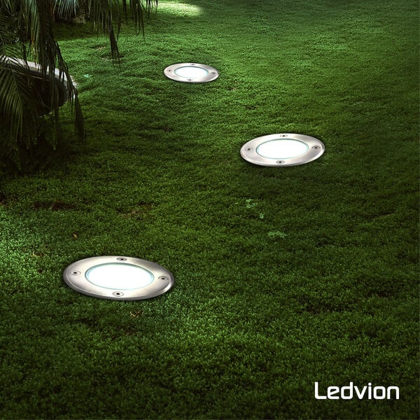 Ledvion 3x IP67 Foco LED empotrable de suelo Redondo - GU10 - Cable 1m