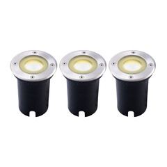 3x Foco LED empotrable de suelo Redondo - IP67 - 5W - 2700K - Cable 1M