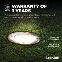 Ledvion 3x Foco LED empotrable de suelo Redondo - IP67 - 5W - 2700K - Cable 1M