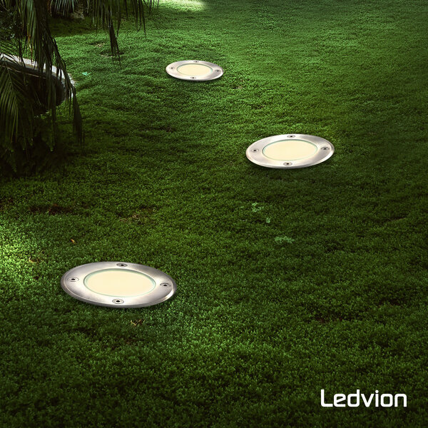 Ledvion 9x Foco LED empotrable de suelo Redondo - IP67 - 5W - 4000K - Cable 1M