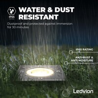 Ledvion Foco LED empotrable de suelo Cuadrado - IP67 - 5W - 2700K - Cable 1M