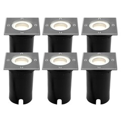 6x Foco LED empotrable de suelo Cuadrado - IP67 - 5W - 4000K - Cable 1M