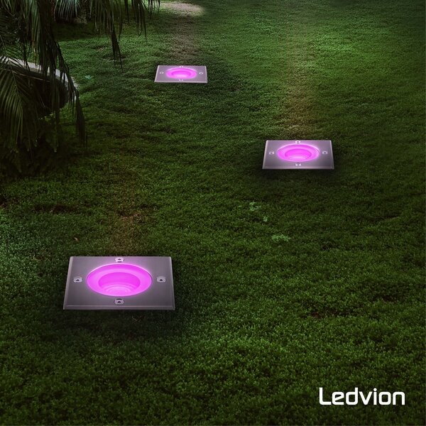 Ledvion 6x Foco LED empotrable de suelo Cuadrado - IP67 - 4,9W - RGB+CCT - Cable 1M