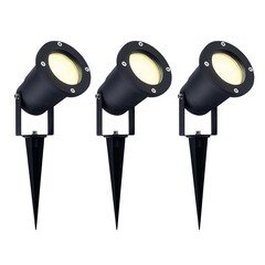 3x Foco LED de Exterior con pincho - IP65 - 5W - 2700K - 1M Cable - Aluminio