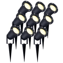 9x Foco LED de Exterior con pincho - IP65 - 5W - 2700K - 1M Cable - Aluminio