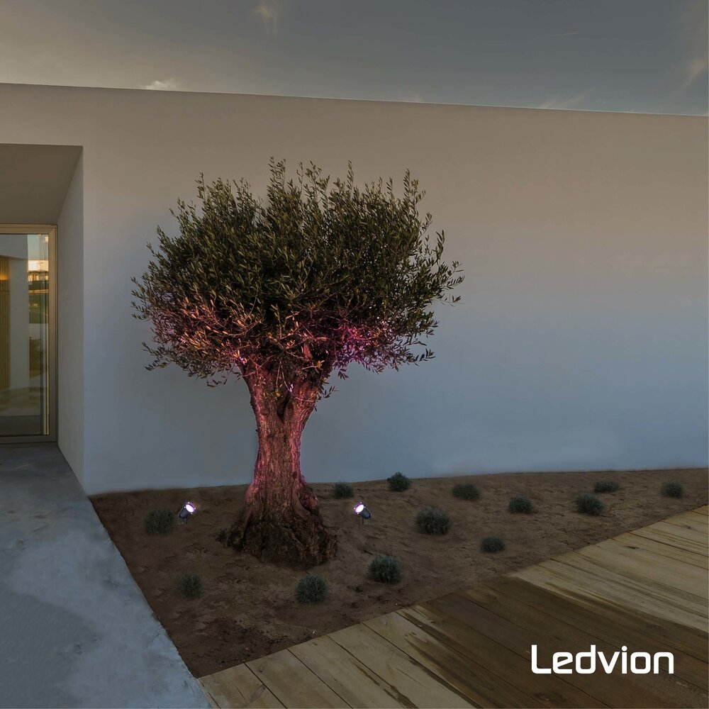 Ledvion 9x Foco LED de Exterior con pincho Inteligente - 4,9W - RGB+CCT - Cable 1M - Aluminio