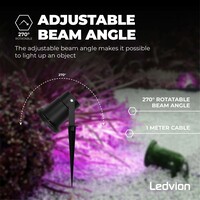 Ledvion 9x Foco LED de Exterior con pincho Inteligente - 4,9W - RGB+CCT - Cable 1M - Aluminio