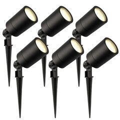 6x Foco LED de Exterior con pincho - IP65 - 5W - 2700K - Cable de 2 Metros