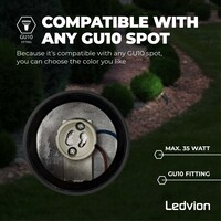 Ledvion 9x Foco LED de Exterior con pincho - IP65 - 5W - 2700K - Cable de 2 Metros - Negro