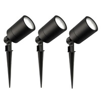 Ledvion 3x Foco LED de Exterior con pincho - IP65 - 5W - 6500K - Cable de 2 Metros - Negro