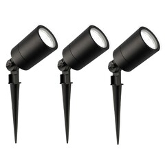 3x Foco LED de Exterior con pincho - IP65 - 5W - 6500K - Cable de 2 Metros