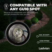 Ledvion 3x Foco LED de Exterior con pincho - IP65 - Casquillo GU10 - Cable de 2 Metros - Antracita