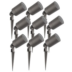 9x Foco LED de Exterior con pincho - IP65 - Casquillo GU10 - Cable de 2 Metros - Antracita