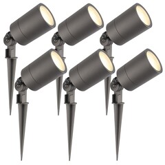 6x Foco LED de Exterior con pincho - IP65 - 5W - 2700K - Cable de 2 Metros - Antracita