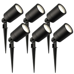 6x Foco LED de Exterior con pincho - IP65 - 5W - 4000K - Cable de 1 Metro - Negro