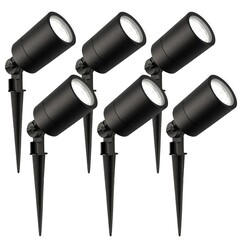 6x Foco LED de Exterior con pincho - IP65 - 5W - 6500K - Cable de 1 Metro - Negro