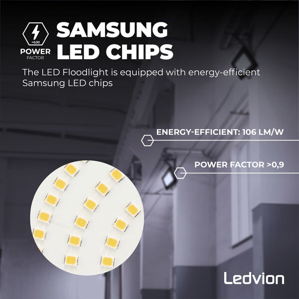 Ledvion Proyector LED 100W - Samsung - IP65 - 106lm/W - Color blanco - 5 años de garantía