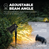 Ledvion IP65 - Foco LED de Exterior con pincho - Cable de 1 metro - Aluminio - Casquillo GU10