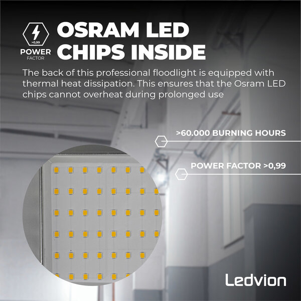 Ledvion Proyector LED 100W - Osram - IP65 - 120lm/W - Color Blanco Natural - 5 años de garantía