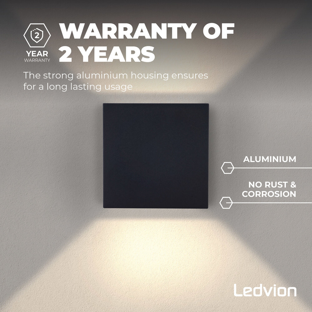 Ledvion Aplique de Pared Negro LED - Bidireccional - 3000K - 6W