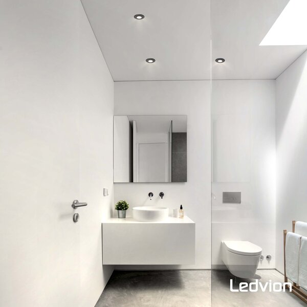 Ledvion Focos Empotrables LED Regulables Negros - IP65 - 5W - 2700K - 5 años de garantía - Para el baño