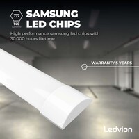 Ledvion Regleta LED Batten 60 cm - Chip LED Samsung - 15W - 6500K - IP20 - 5 años de garantía