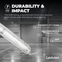 Ledvion Pantalla Estanca LED con Sensor 60 cm - IP65 - Pinzas de acero inoxidable