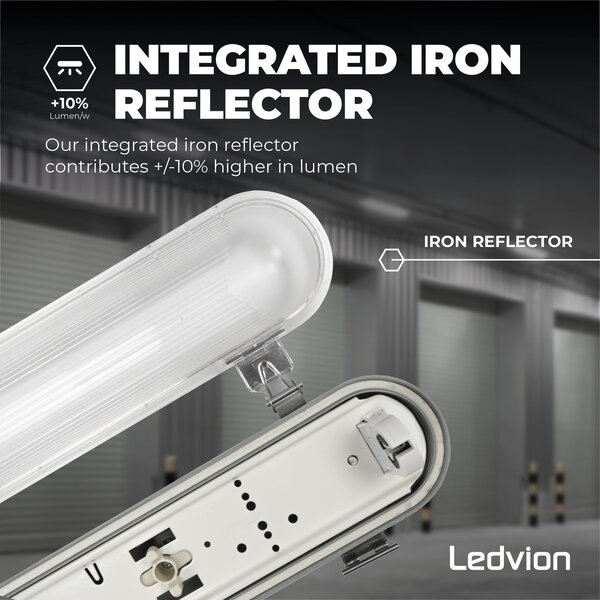 Ledvion Pantalla Estanca LED con Sensor 150 cm - IP65 - Pinzas de acero inoxidable