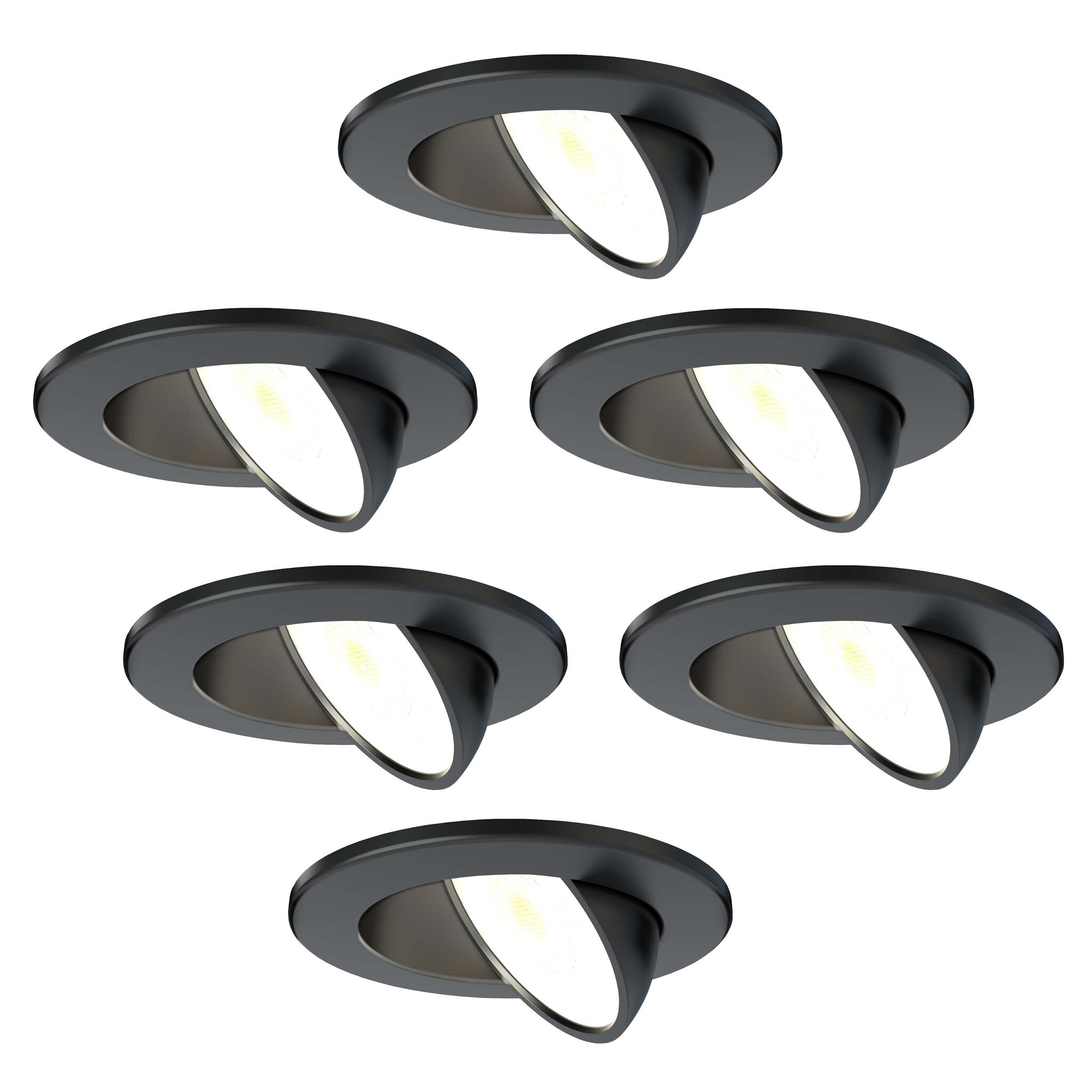 Conjunto de 4 Focos LED Empotrables 8W MILAN CCT IP65 IK07 Collar Cuadrado  Negro con Transformador