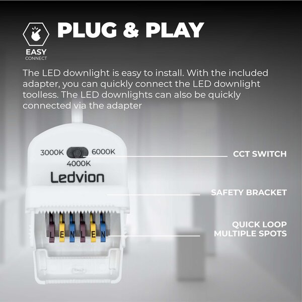 Ledvion Focos Empotrables LED Regulables Negros - IP65 - 5W - CCT - ø75mm - 5 años de garantía - Para el baño