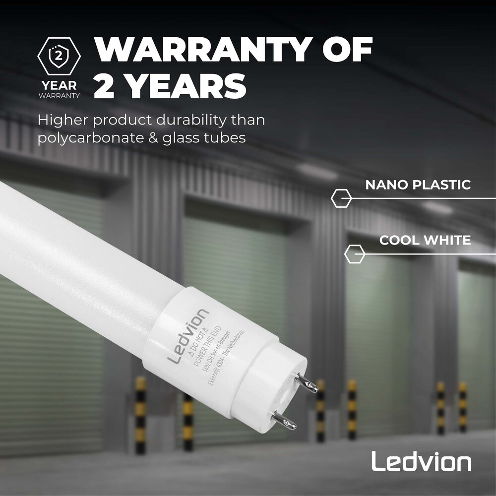 Ledvion Tubo LED 60 cm - 7W - 6500K - 1120 Lumen - Alta eficiencia