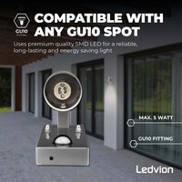 Ledvion Aplique de Pared LED con Sensor - IP44 - Casquillo GU10 - Acero inoxidable - Uso interior y exterior