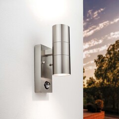 Aplique de Pared LED con Sensor - IP44 - Casquillo GU10 - Acero inoxidable