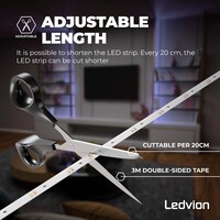 Ledvion Tira LED Regulable - 3 metros - RGB + 3000K - 24V - 9W - Plug & Play
