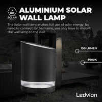 Ledvion Aplique de Pared Solar Elara - 3000K - IP44 - Negro