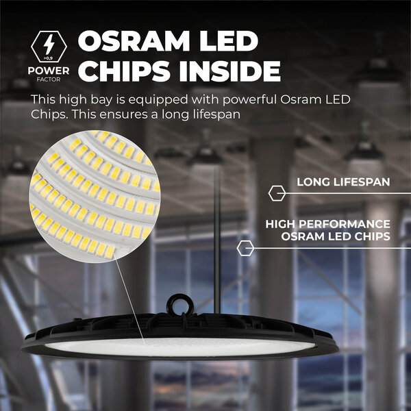 Ledvion Campana LED 200W - Osram LED - 90° - 110Lm/W - 4000K - IP65 - 2 años de garantía