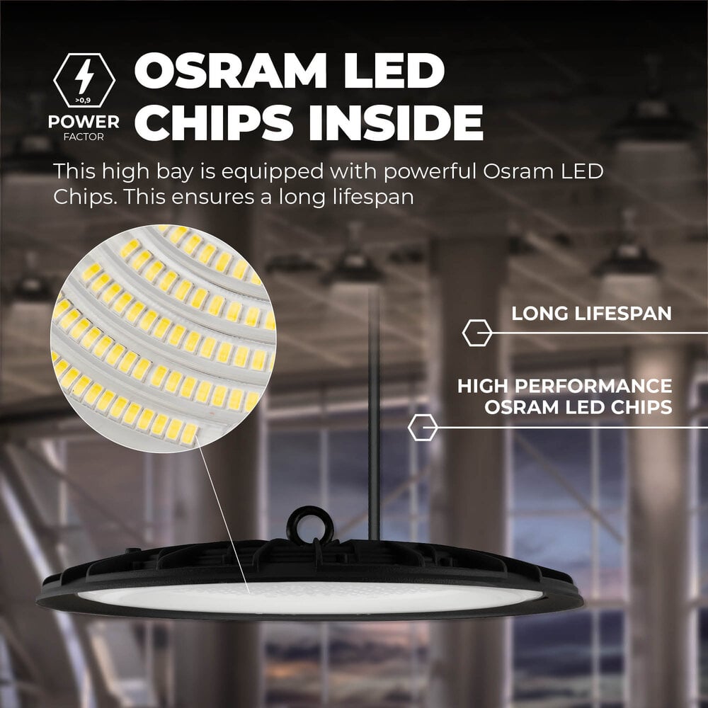 Ledvion Campana LED 200W - Osram LED - 90° - 110Lm/W - 6000K - IP65 - 2 años de garantía