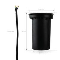 Ledvion Set de 6 Focos LED Empotrable en suelo - IP67 - 3W - 2700K - Redondo - Cable de 1 metro - Negro