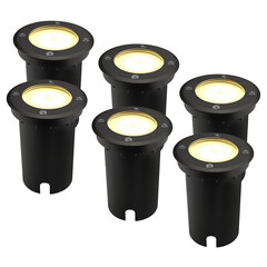 6x Foco LED empotrable de suelo LED Redondo IP67 - 5W - 2700K - Cable 1m - Negro