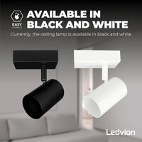 Ledvion Lámpara de techo LED - Inclinable - Casquillo GU10 - Negro