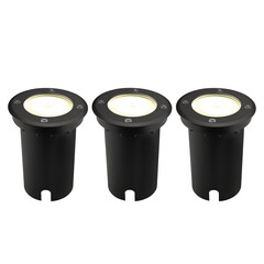 3x  Foco LED empotrable de suelo LED Redondo IP67 - 5W - 4000K - Cable 1m - Negro