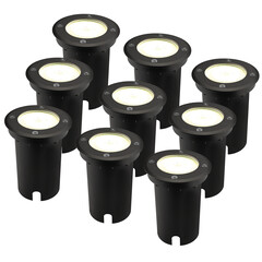 9x  Foco LED empotrable de suelo LED Redondo IP67 - 5W - 4000K - Cable 1m - Negro