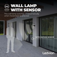 Ledvion Aplique de Pared de Exterior LED con Sensor - Negro - 3000K - 7W - IP44