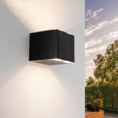 Aplique de Pared Solar LED - Negro - Bidireccional - 3000K - IP44