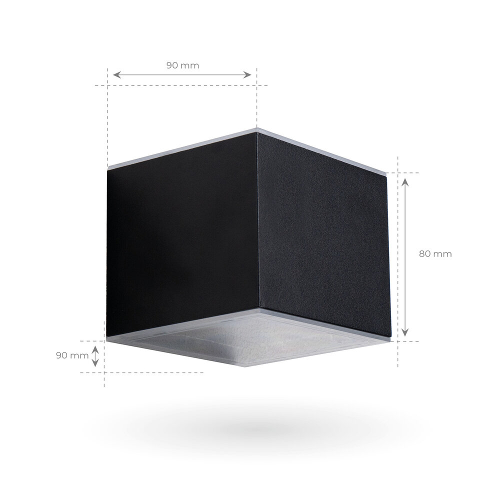 Ledvion Aplique de Pared Solar LED - Negro - Bidireccional - 3000K - IP44