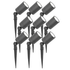 9x Foco LED de Exterior con pincho - IP65 - Cable de 1 metro - 5W - 6500K - Antracita