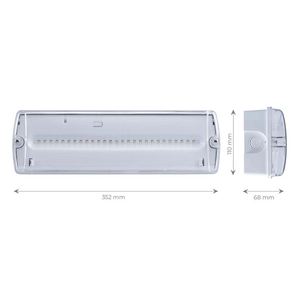 Ledvion Luz de emergencia LED de Superficie - con batería y Botón Test - IP65 - 3.5W