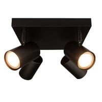 Ledvion Lámpara de techo LED Cuarteto - Regulable - Inclinable - 5W - 2700K - Negro